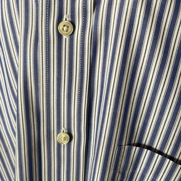 Brooks Brothers Classic Button Down Non-Iron Blue/White Stripe Neck 16 - Picture 3 of 7